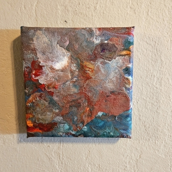 Hand Crafted acrylic pour fluid artwork upcycled wall decor handmade painting - Picture 5 of 12